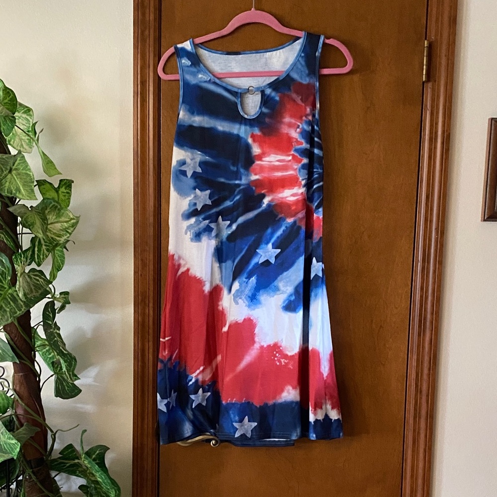 Starry Tie-Dye Sleeveless Mini Dress
